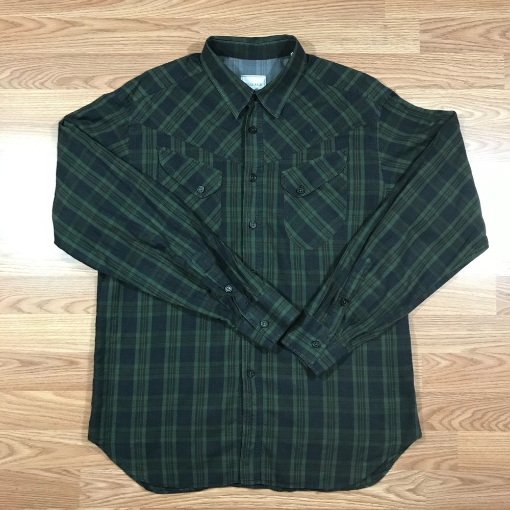 Billy Reid Blue and Green Plaid LS Button Up Shirt - Picture 2 of 5